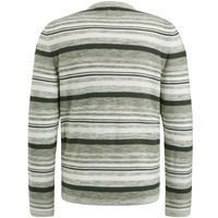 Trui R-neck cotton stripe Groen