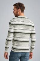 Trui R-neck cotton stripe Groen