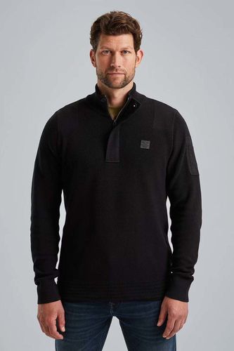 Pme Legend Half zip collar cotton knit Zwart