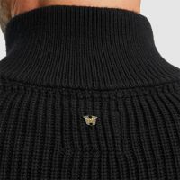 Half zip collar cotton mix cable Zwart