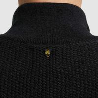 Half zip collar cotton mouline Zwart