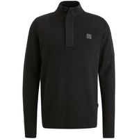 Half zip collar cotton knit Zwart