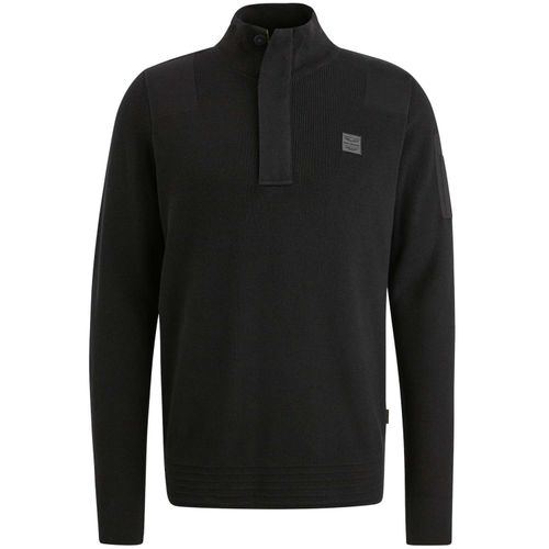 Pme Legend Half zip collar cotton knit Zwart