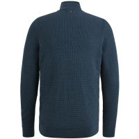 Half zip collar cotton mouline Blauw