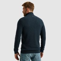 Half zip collar cotton mouline Blauw