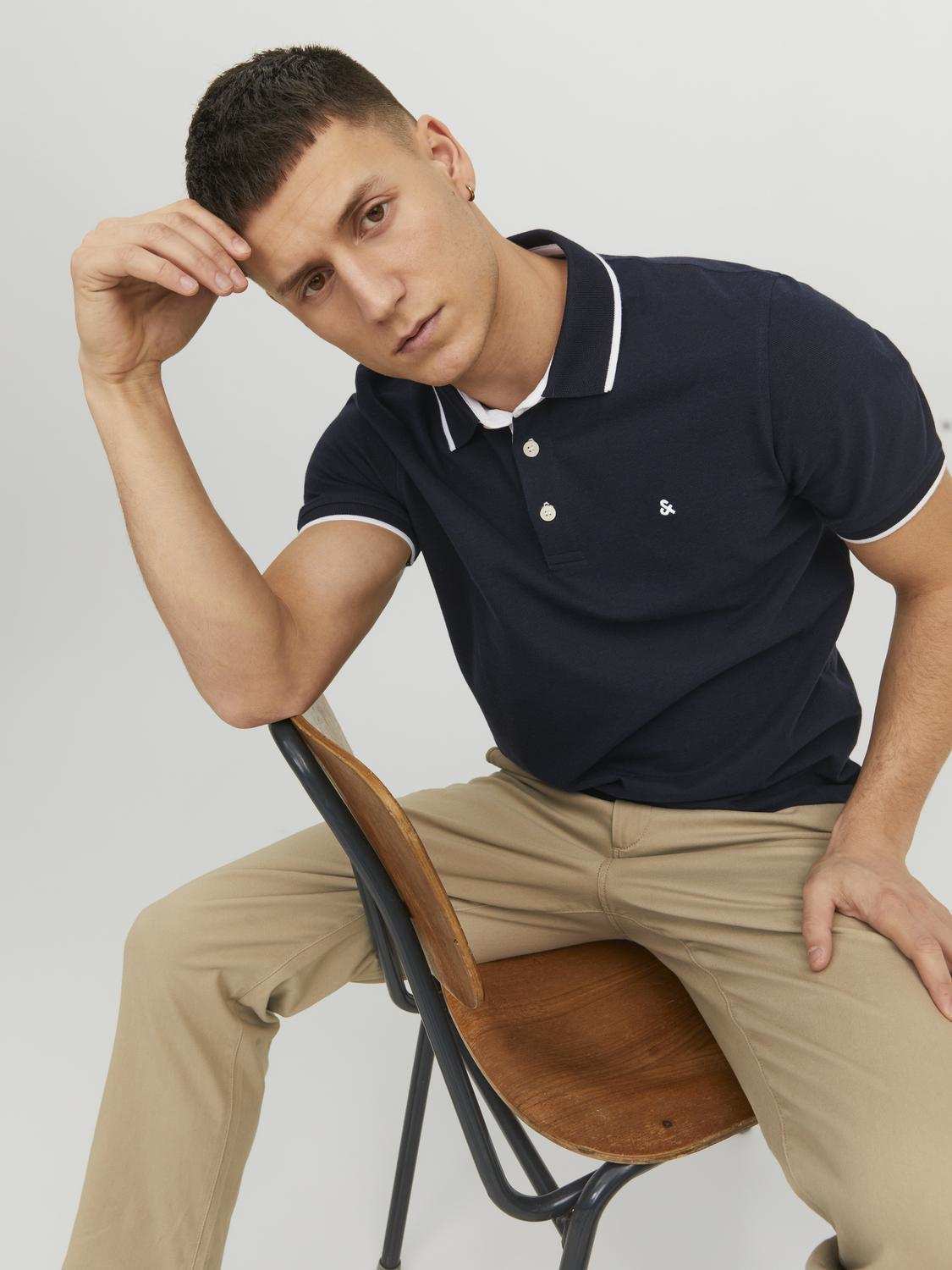 Jack & Jones Poloshirt Paulo Donkerblauw Jack & Jones Poloshirt Paulo Donkerblauw