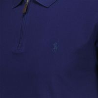 short sleeve knit polo Blauw