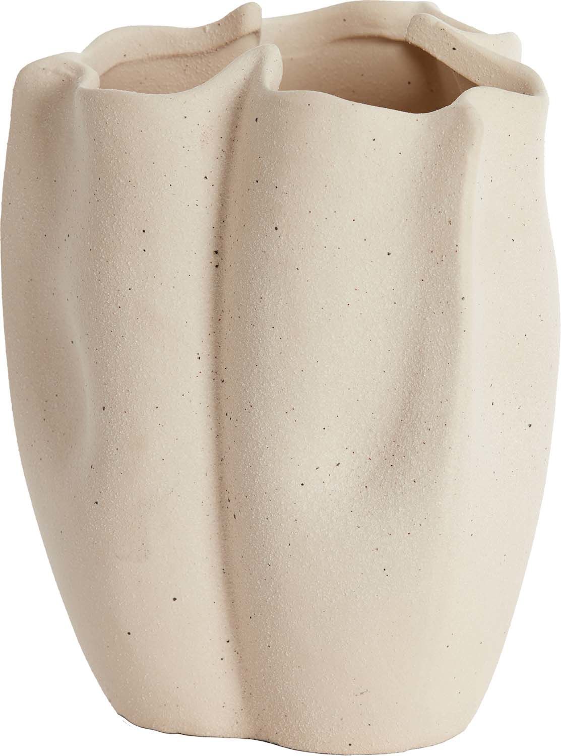 Vaas deco 15x14,5x19 cm SANGULI crème Wit  Vaas deco 15x14,5x19 cm SANGULI crème Wit