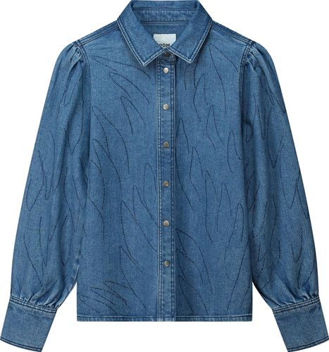 Pom Amsterdam Blouse Denim Rhinestones Blauw