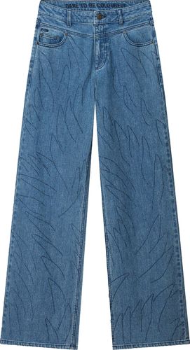 Pom Amsterdam Jeans Wide Leg Denim Rhinestones Blauw