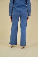 Jeans Wide Leg Denim Rhinestones Blauw