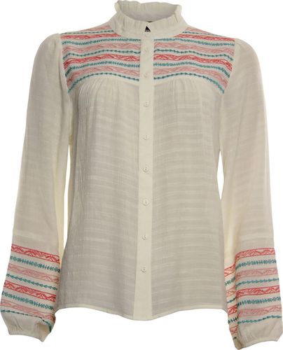 Poools blouse embroidery Beige