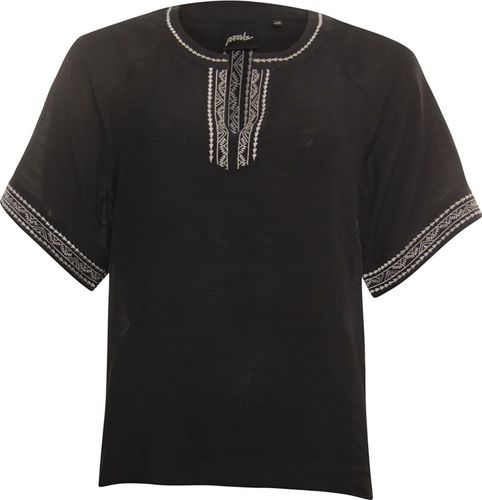 Poools blouse embroider Zwart