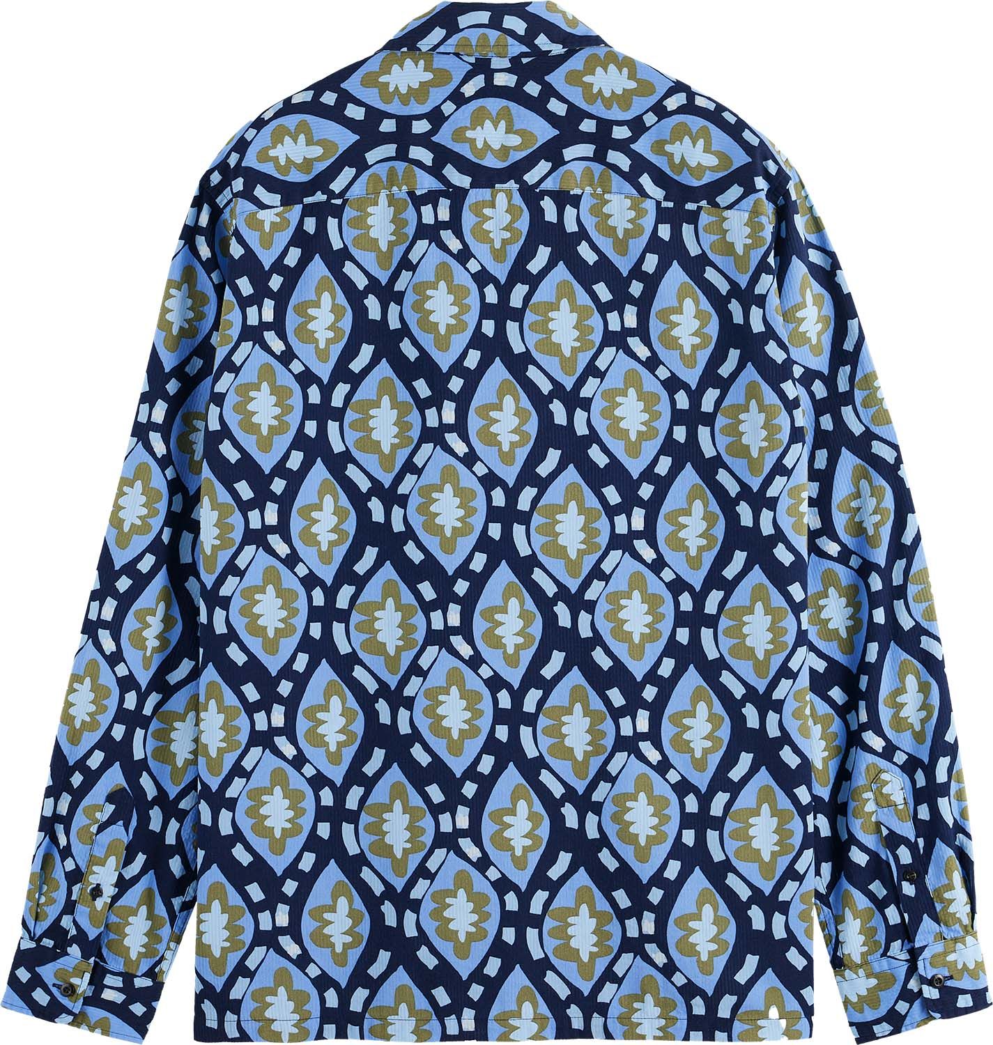 Scotch & Soda Overhemd Seersucker Print Blauw Scotch & Soda Overhemd Seersucker Print Blauw
