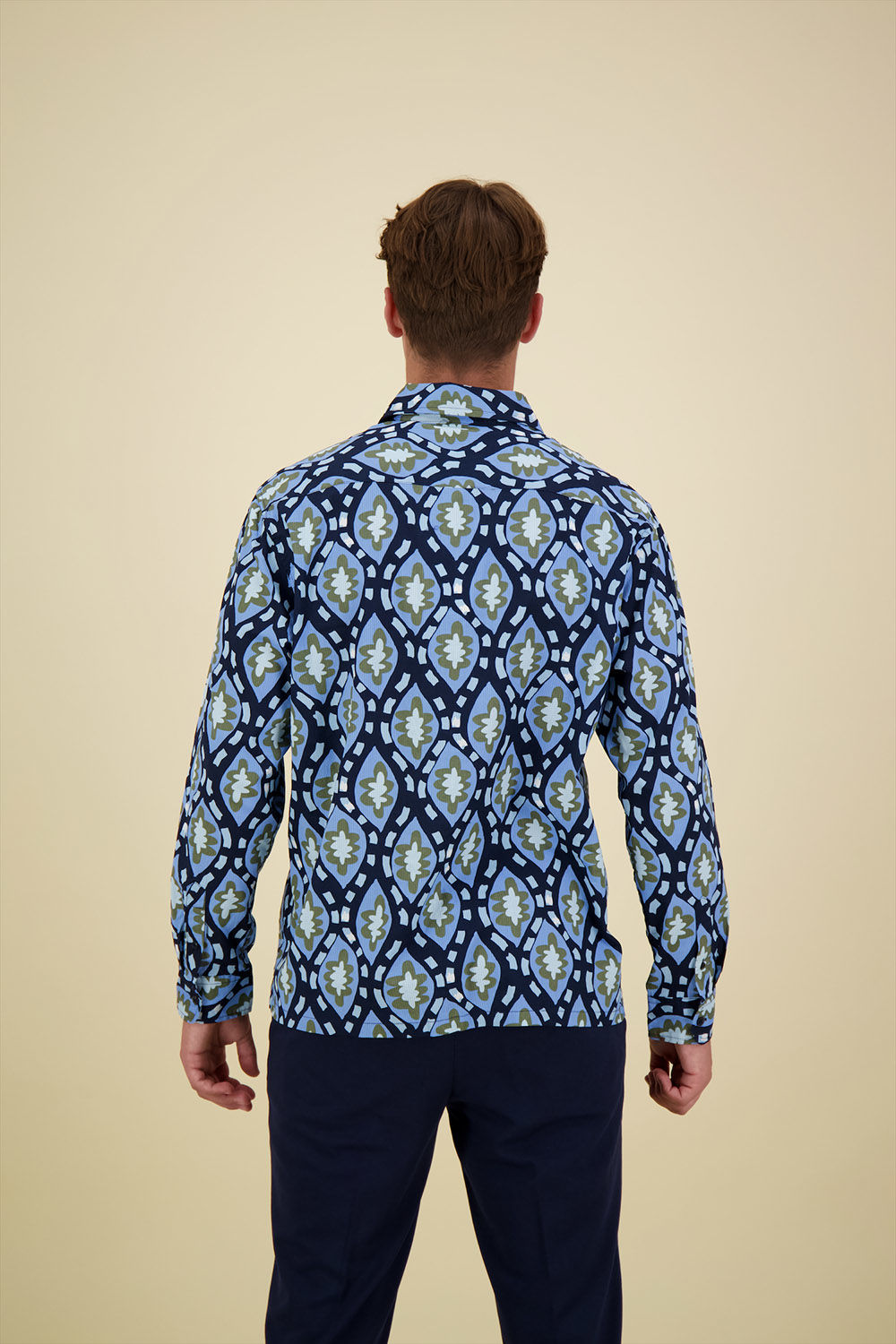 Scotch & Soda Overhemd Seersucker Print Blauw Scotch & Soda Overhemd Seersucker Print Blauw