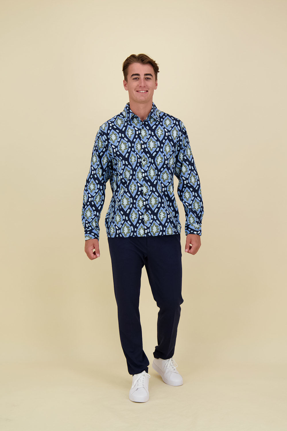 Scotch & Soda Overhemd Seersucker Print Blauw Scotch & Soda Overhemd Seersucker Print Blauw