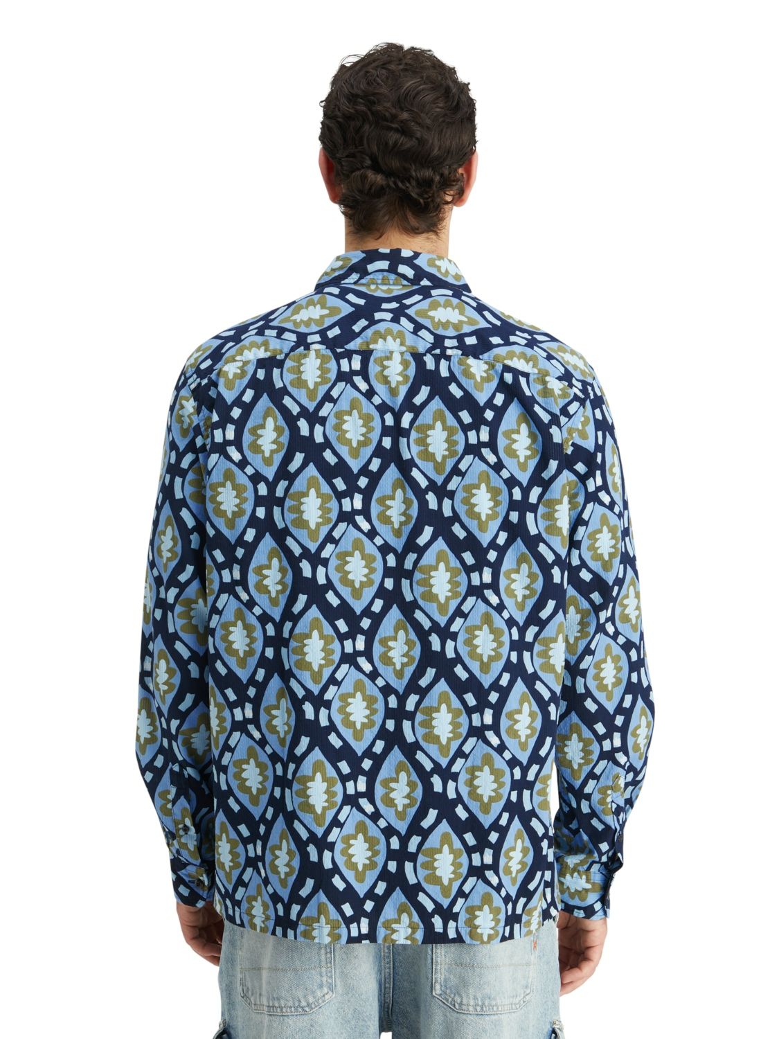 Scotch & Soda Overhemd Seersucker Print Blauw Scotch & Soda Overhemd Seersucker Print Blauw