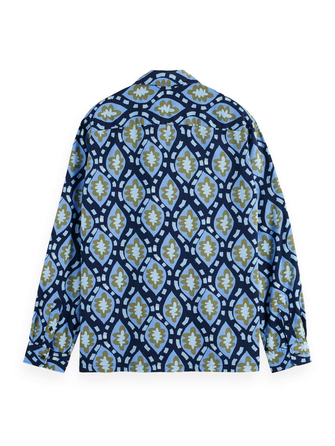Scotch & Soda Overhemd Seersucker Print Blauw Scotch & Soda Overhemd Seersucker Print Blauw