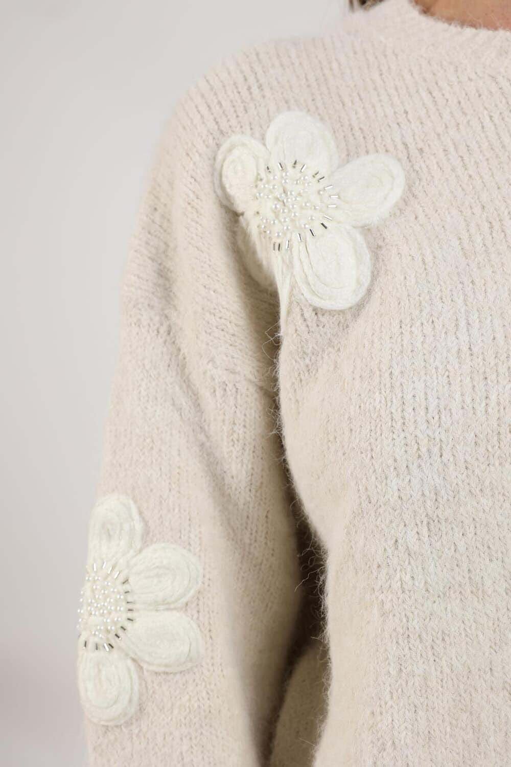 Nukus Trui Chiaca Flower Creme Nukus Trui Chiaca Flower Creme