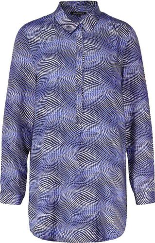 Question shirt half button aop Blauw