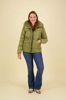 Padded jacket with faux fur collar Groen