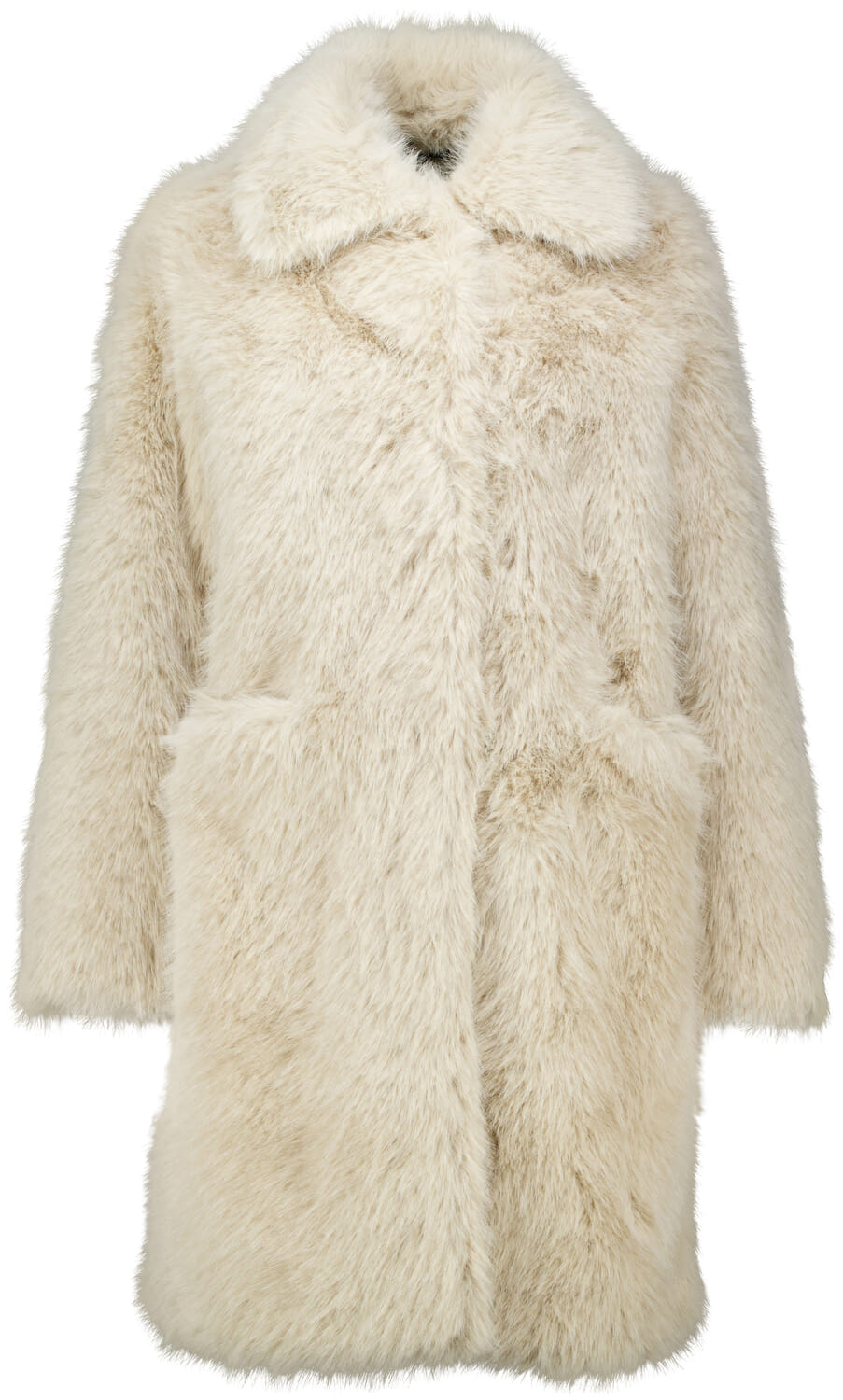 Jas Langharig imitatiebont Beige  Jas Langharig imitatiebont Beige