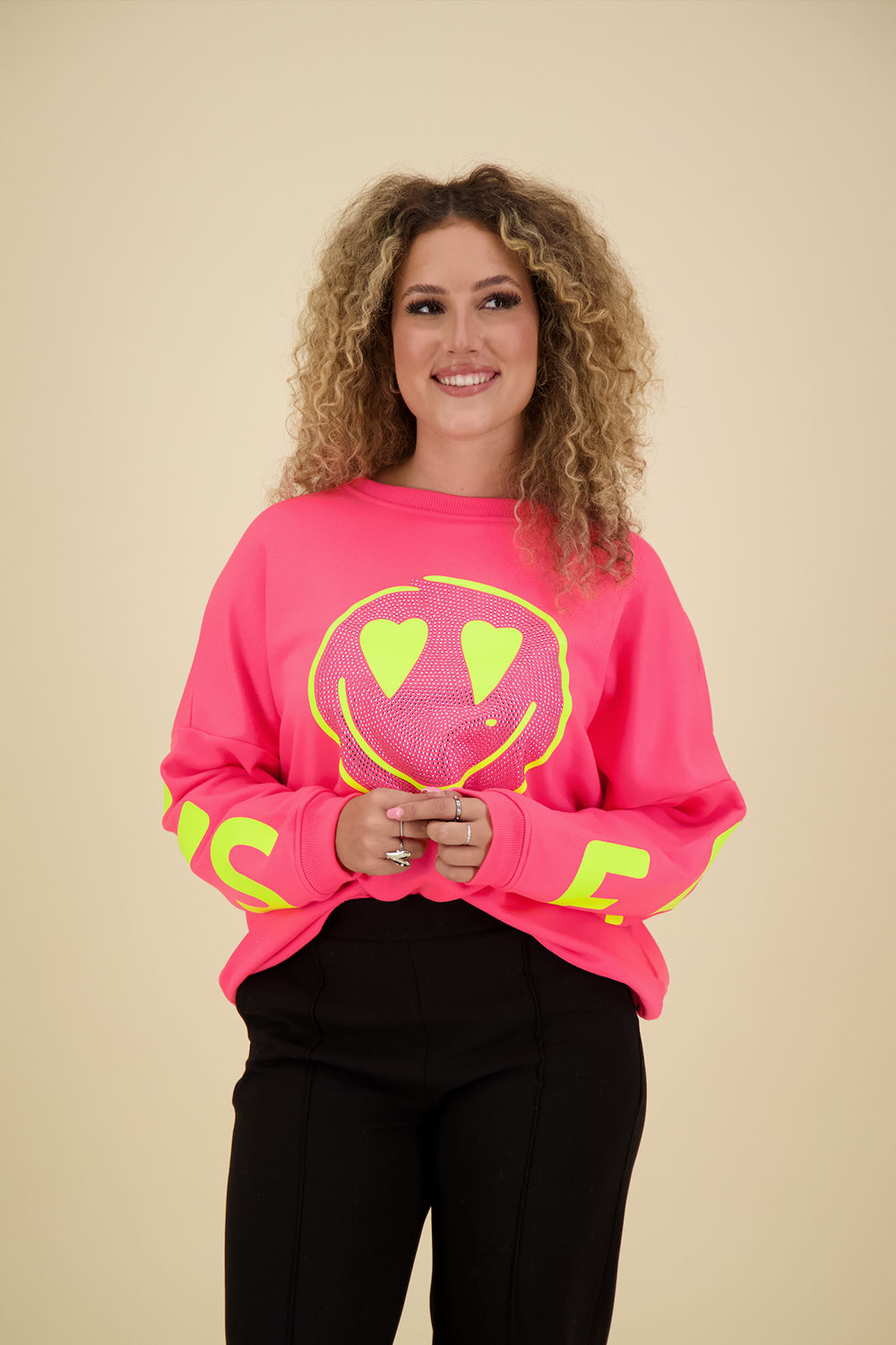 Miss Goodlife Roundneck Love Heartface Roze Miss Goodlife Roundneck Love Heartface Roze