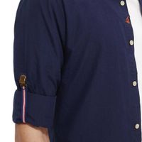 Button down indigo shirt with sleev Blauw