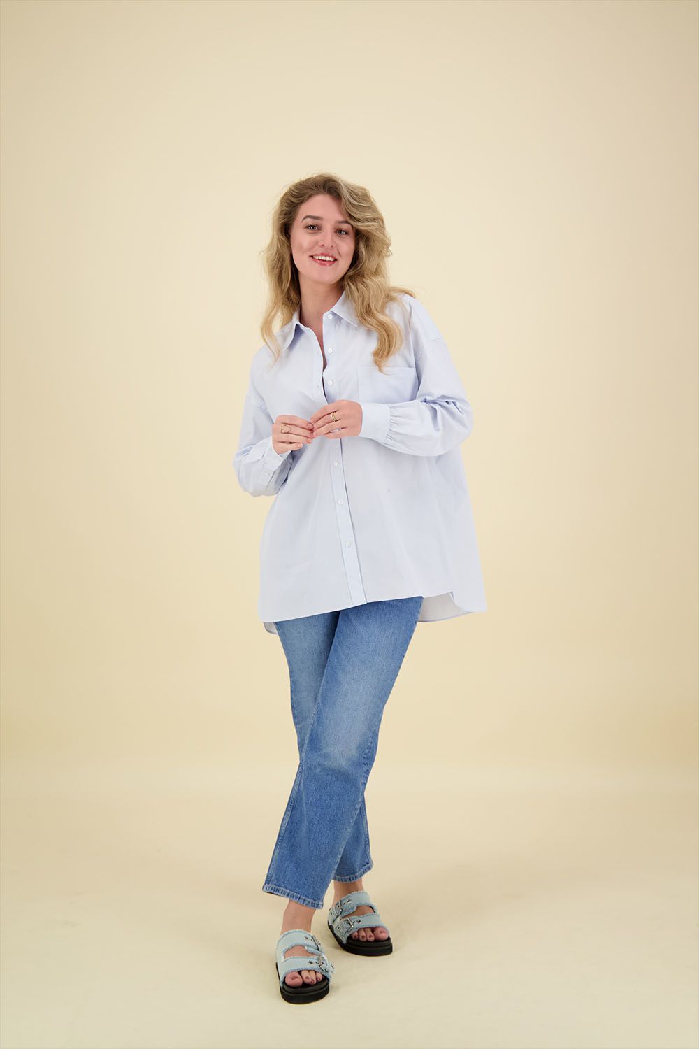 Scotch & Soda Blouse Poplin Blauw