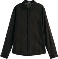 Cotton dobby regular fit shirt Zwart