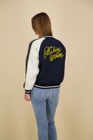 Embroidered bomber with contrast de Blauw