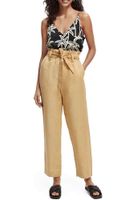 High-rise ankle-length pants with t Beige