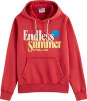 Garment-dye logo hoodie Rood