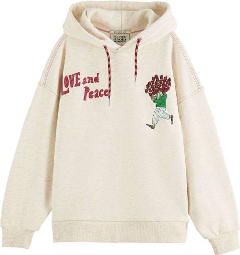 Scotch & Soda Oversized embroidered hoodie Wit