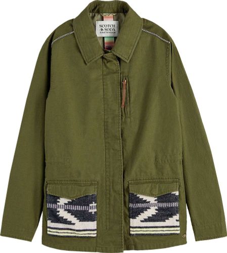 Scotch & Soda Embroidered field jacket Groen