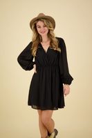 Balloon sleeve mini dress Zwart