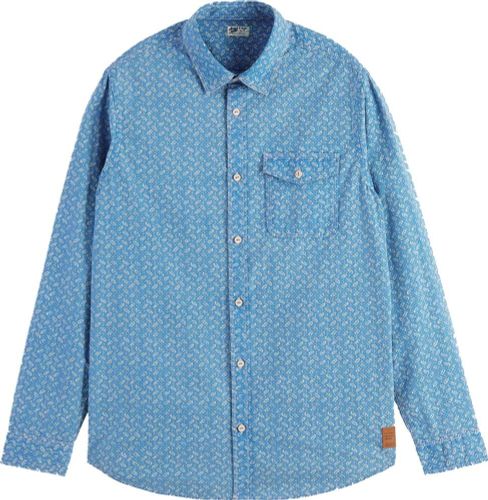 Scotch & Soda Regular-Fit printed poplin shirt Blauw