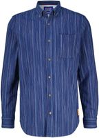 REGULAR FIT STRIPED SMART INDIGO SH Blauw