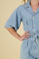 Worked out denim jumpsuit - Free Th Blauw