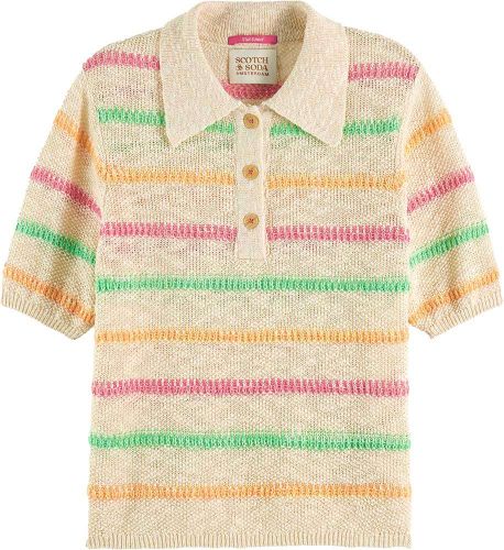 Scotch & Soda Stripe collared knitted pullover Wit