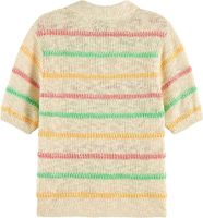 Stripe collared knitted pullover Wit