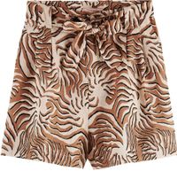 Printed linen shorts with belt Bruin