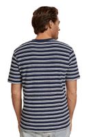 Structured Stripe Pocket T-shirt Blauw
