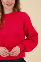 Buttoned shoulder detail sweatshirt Rood