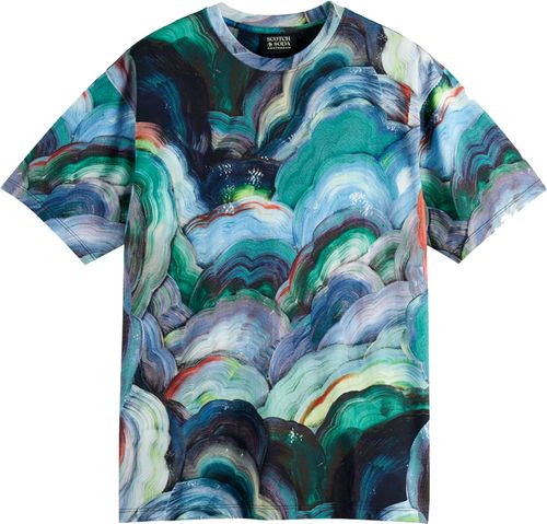 Scotch & Soda Digital AOP relaxed fit t-shirt Blauw