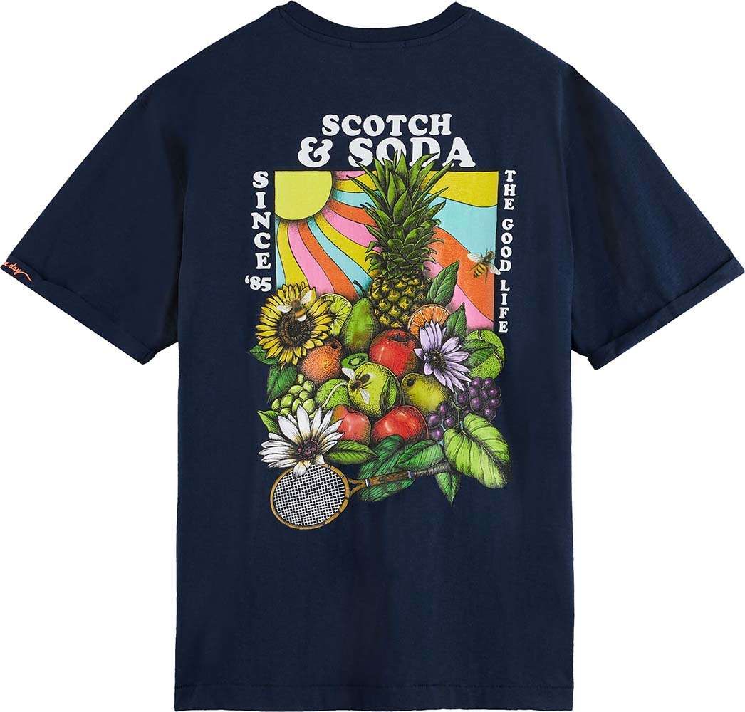Scotch & Soda T-shirt met Artwork Blauw