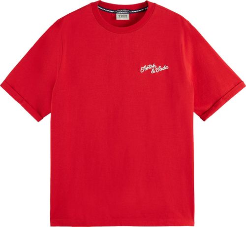 Scotch & Soda Relaxed fit embroidered artwork T-s Rood