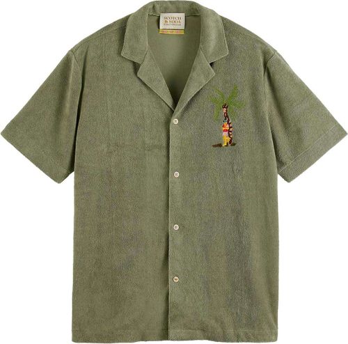 Scotch & Soda Toweling shirt with embroidery at c Groen