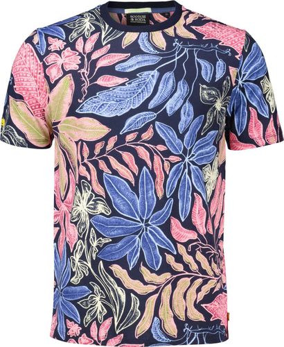 Scotch & Soda Big AOP T-Shirt Blauw