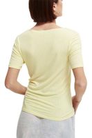 Fitted ribbed scoop-neck T-shirt Geel